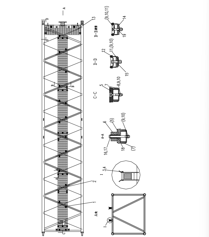 D00662006602600000Z ZOOMLION QUY500W CRAWLER CRANE -BOOM SYSTEM‑TOP SECTION OF TOWER BOOM-TOWER BOOM 12‑METRE SECTION ACCESSORIES INSTALLATION