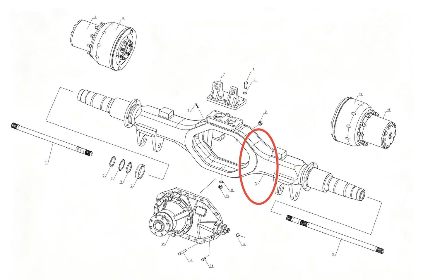 2401PY3 ZOOMLION BRAND SPECIAL CHASSIS FOR TRUCK CRANE-REAR AXLE HOUSING