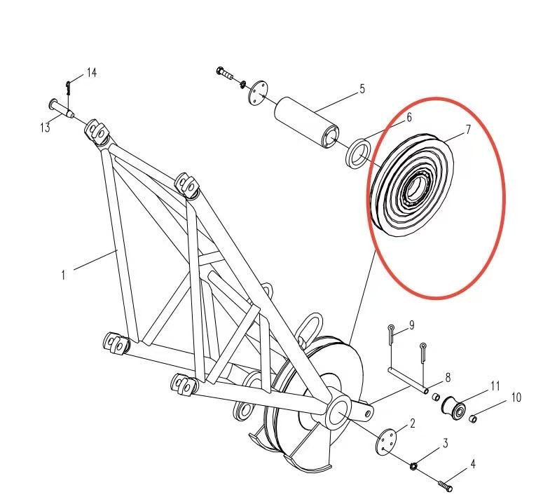 00663302100200004 ZOOMLION 500 TON CRAWLER CRANE | QUY500W WIND POWER CRAWLER CRANE-GOOSE HEAD FRAME-PULLEY ASSEMBLY