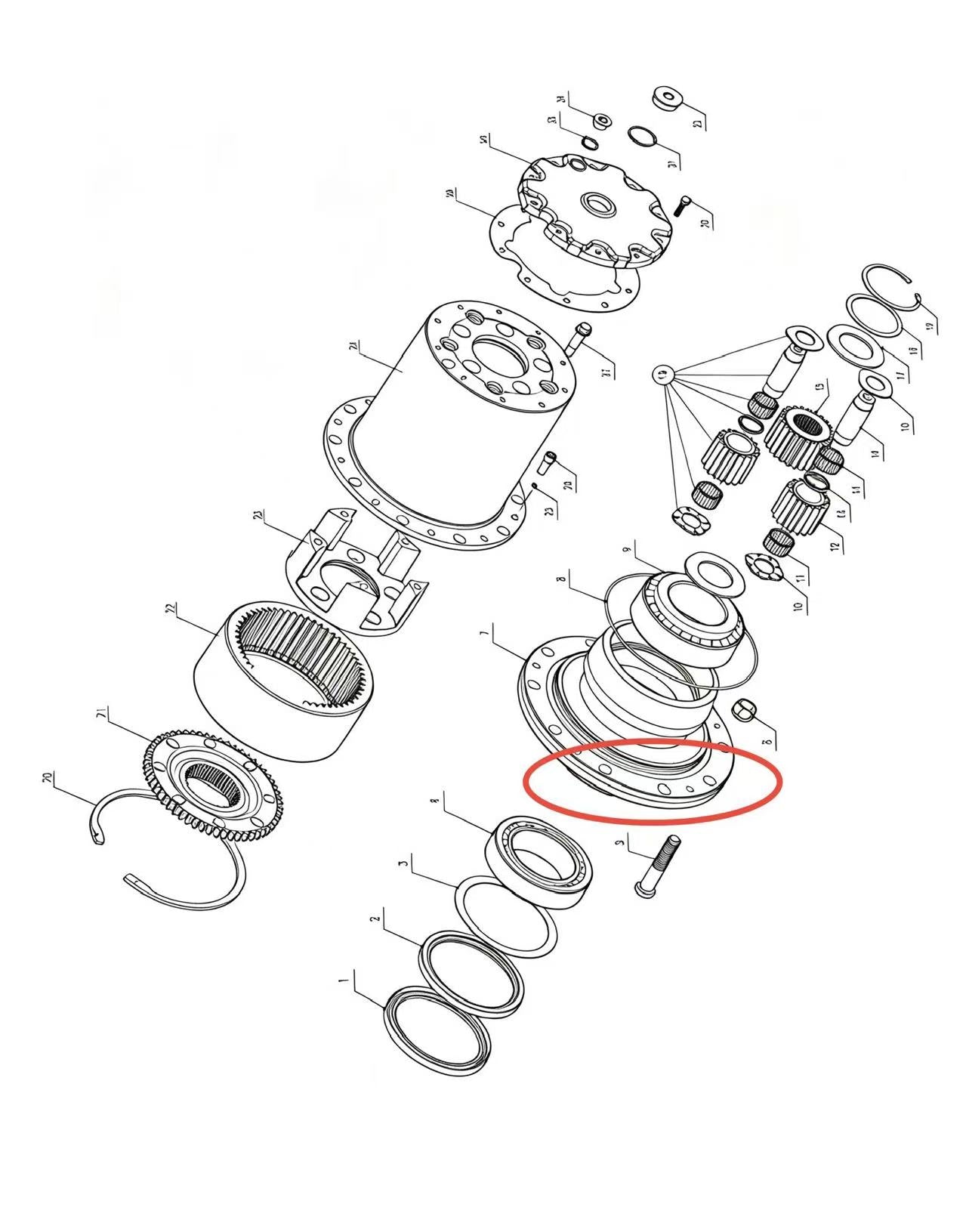 A2406031 ZOOMLION BRAND SPECIAL CHASSIS FOR TRUCK CRANE-WHEEL‑SIDE REDUCER ASSEMBLY-HUB