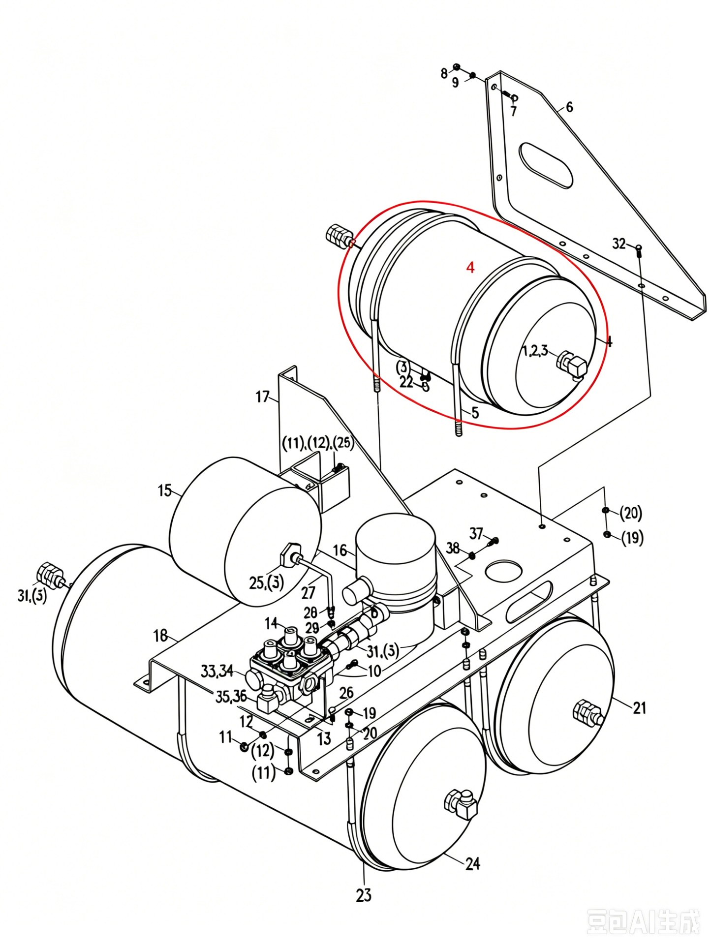 00676523500410000 AIR RESERVOIR ASSEMBLY