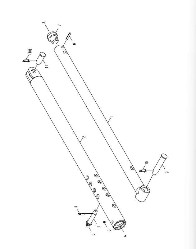 D00662003100200000Z ZOOMLION QUY500W CRAWLER CRANE -BOOM SYSTEM-TOWER JIB REAR STRUT ANTI‑OVERTILT ROD