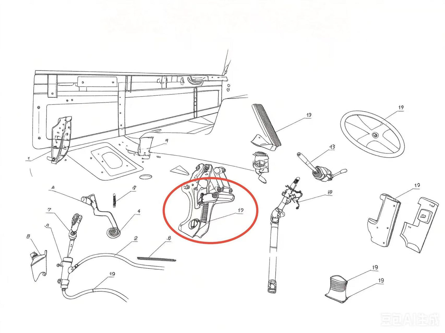 PQP ZOOMLION BRAND SPECIAL CHASSIS FOR TRUCK CRANE-STEERING POLE BRACKET ASSY