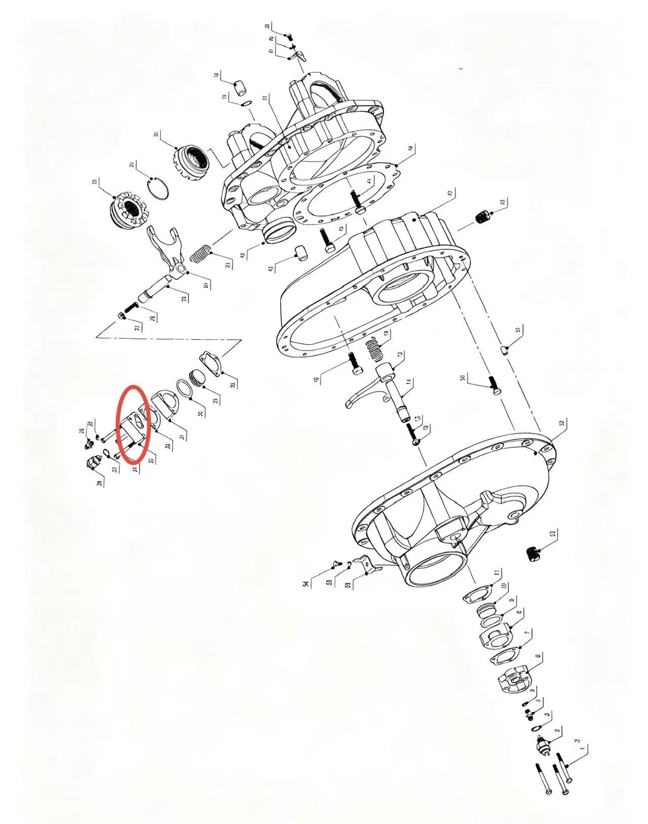 A2504087 ZOOMLION BRAND SPECIAL CHASSIS FOR TRUCK CRANE-MIDDLE AXLE MAIN REDUCER ASSEMBLY-COVER