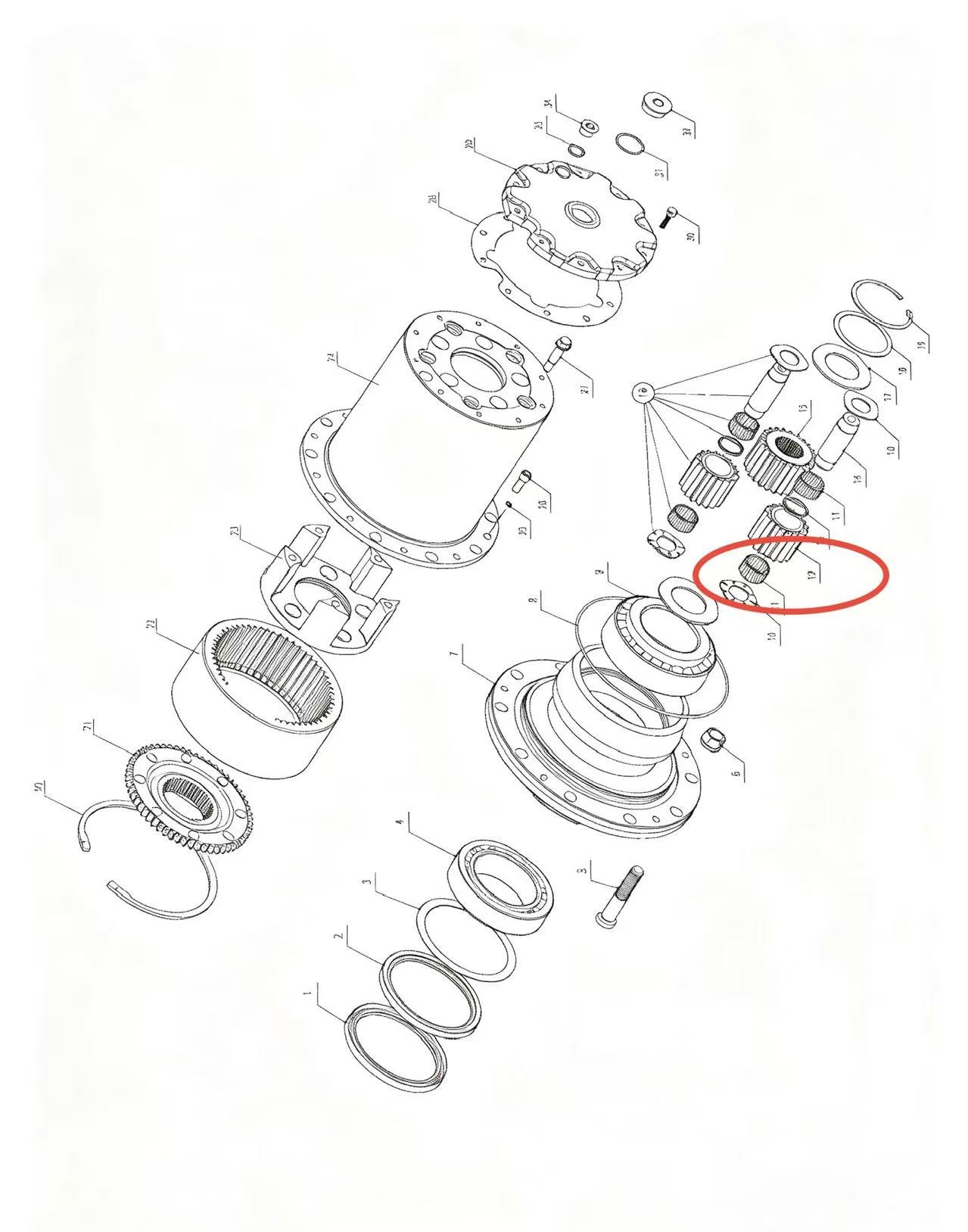 A2305015 ZOOMLION BRAND SPECIAL CHASSIS FOR TRUCK CRANE-WHEEL SIDE REDUCER ASSEMBLY-NEEDLE