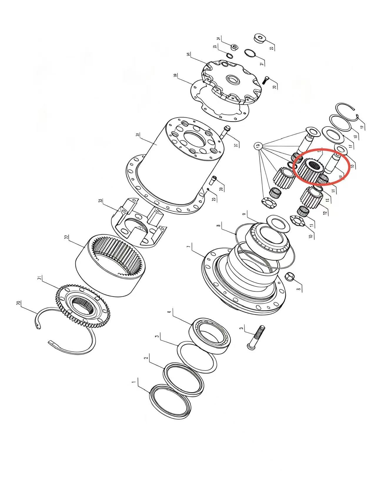 A2305022 ZOOMLION BRAND SPECIAL CHASSIS FOR TRUCK CRANE-WHEEL‑SIDE REDUCER ASSEMBLY-SUN GEAR