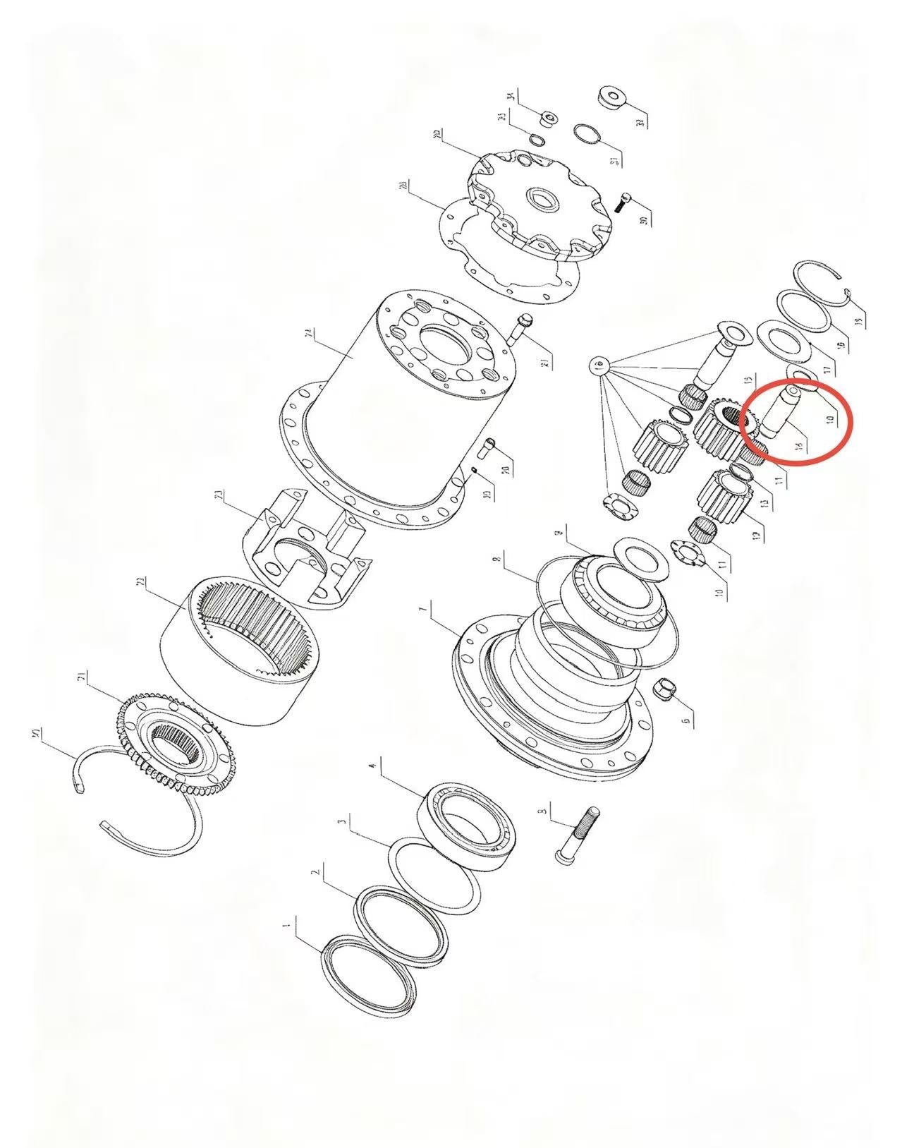 A2305019 ZOOMLION BRAND SPECIAL CHASSIS FOR TRUCK CRANE-WHEEL SIDE REDUCER ASSEMBLY-PLANET SHAFT