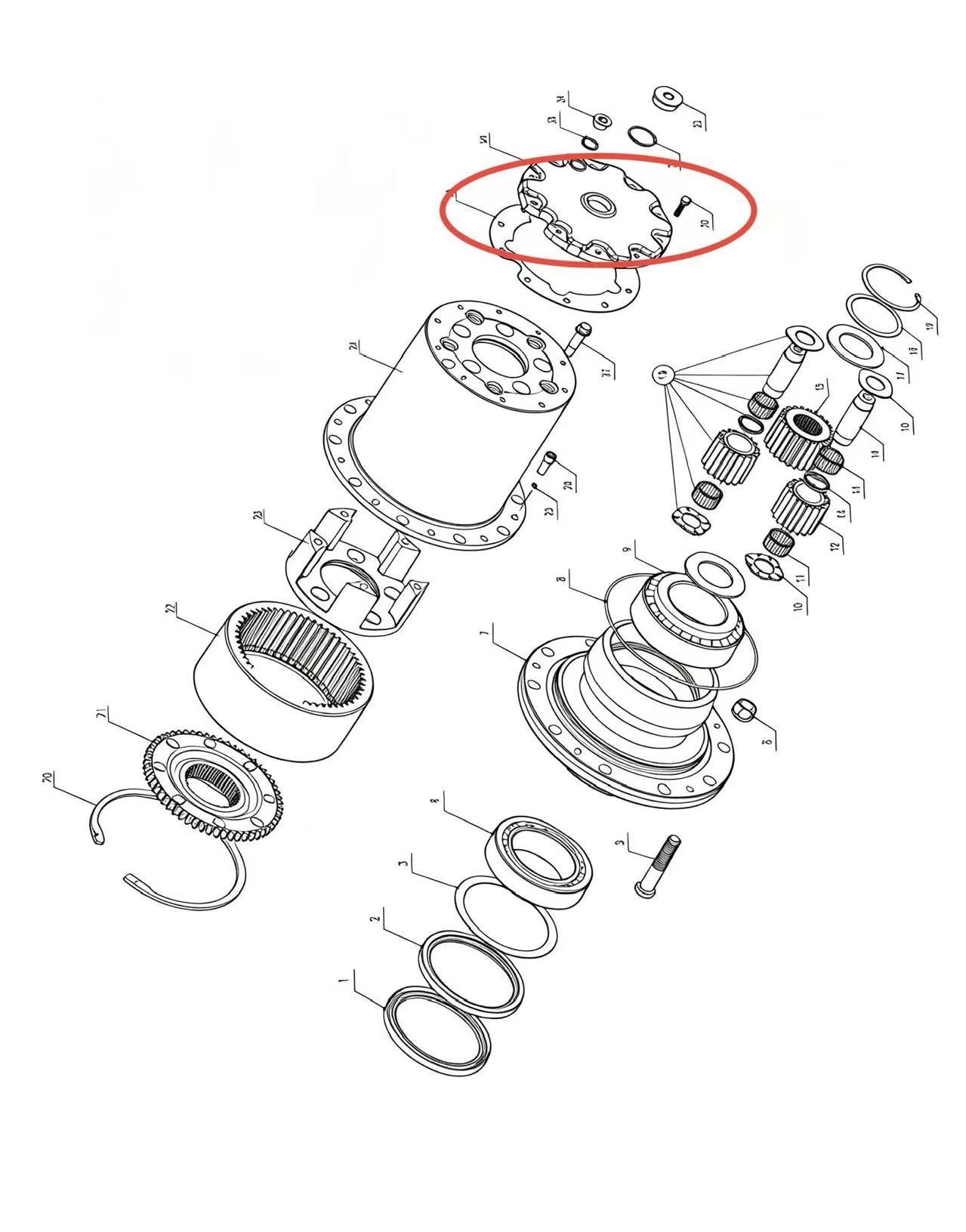 A2305021 ZOOMLION BRAND SPECIAL CHASSIS FOR TRUCK CRANE-WHEEL‑SIDE REDUCER ASSEMBLY-COVER