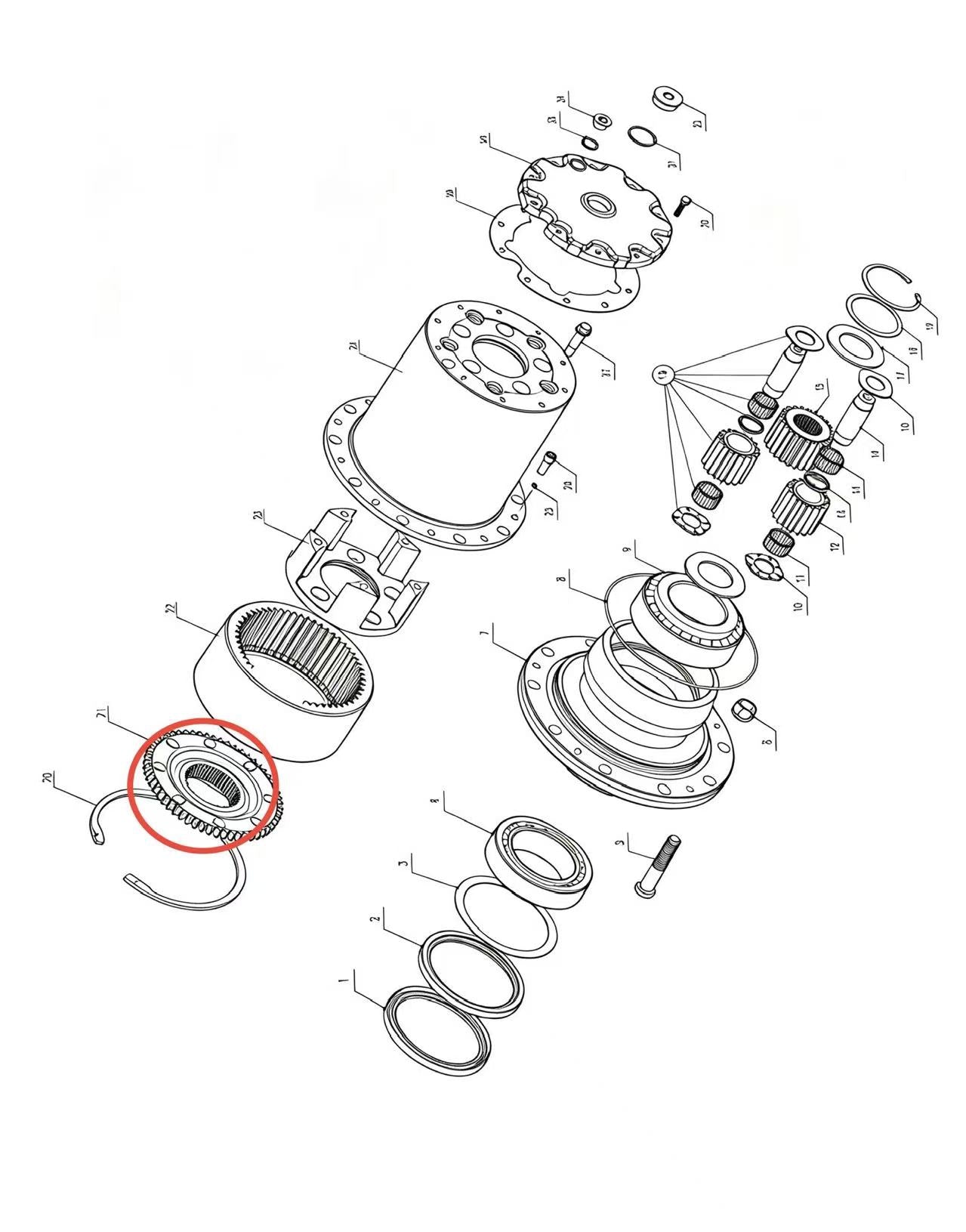 A2305042 ZOOMLION BRAND SPECIAL CHASSIS FOR TRUCK CRANE-WHEEL‑SIDE REDUCER ASSEMBLY-GEAR RINGTRAY