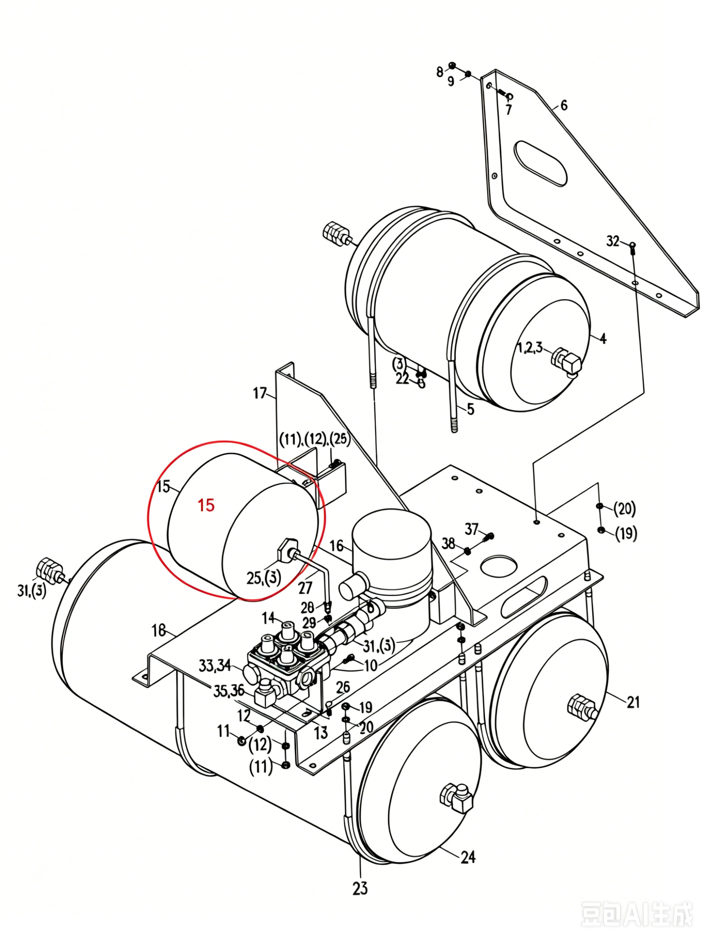 1070600004 REGENERATED GAS CYLINDER ASSEMBLY 5L