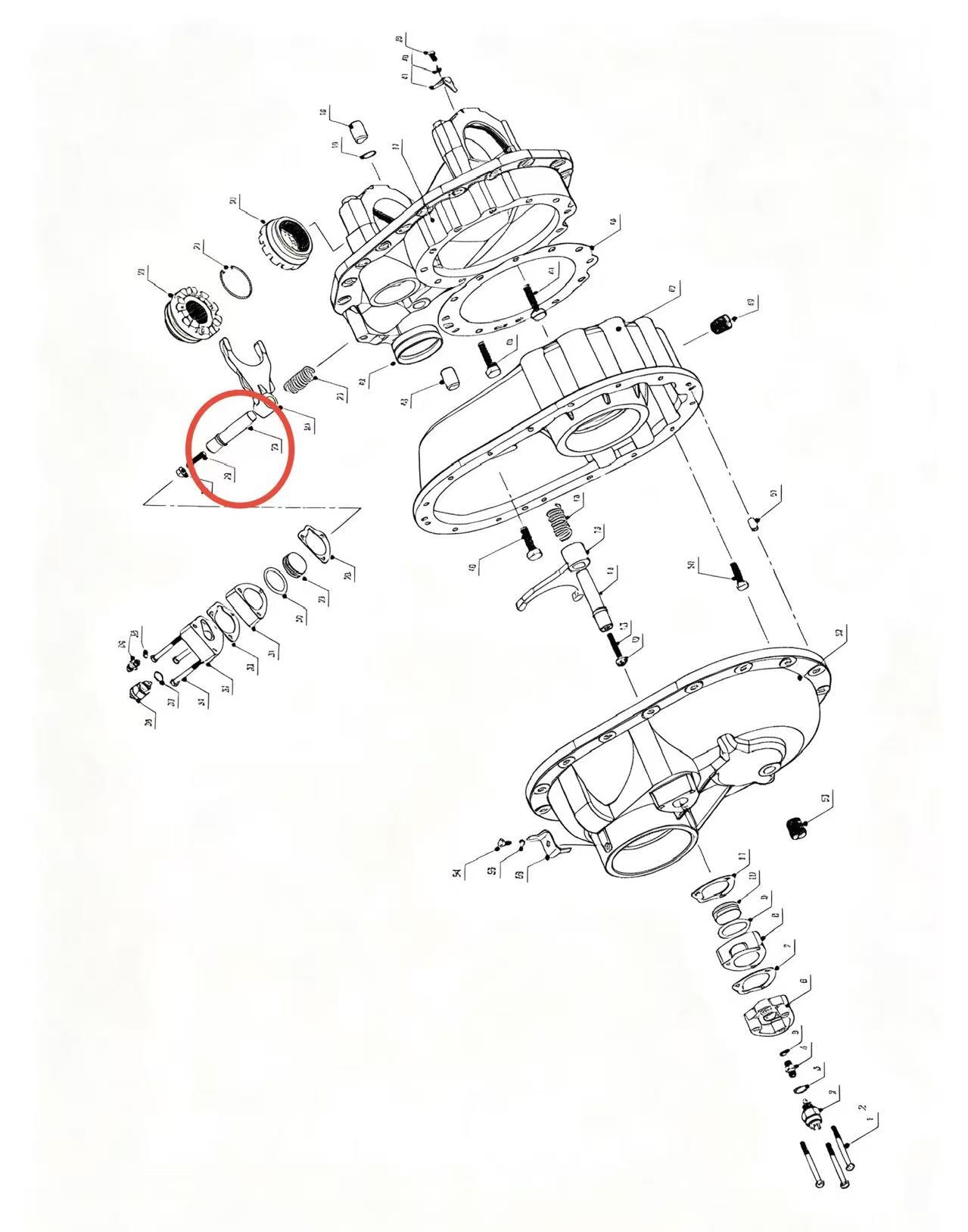 A2302112 ZOOMLION BRAND SPECIAL CHASSIS FOR TRUCK CRANE-MIDDLE AXLE MAIN REDUCER ASSEMBLY-FORK SHIFT SHAFT