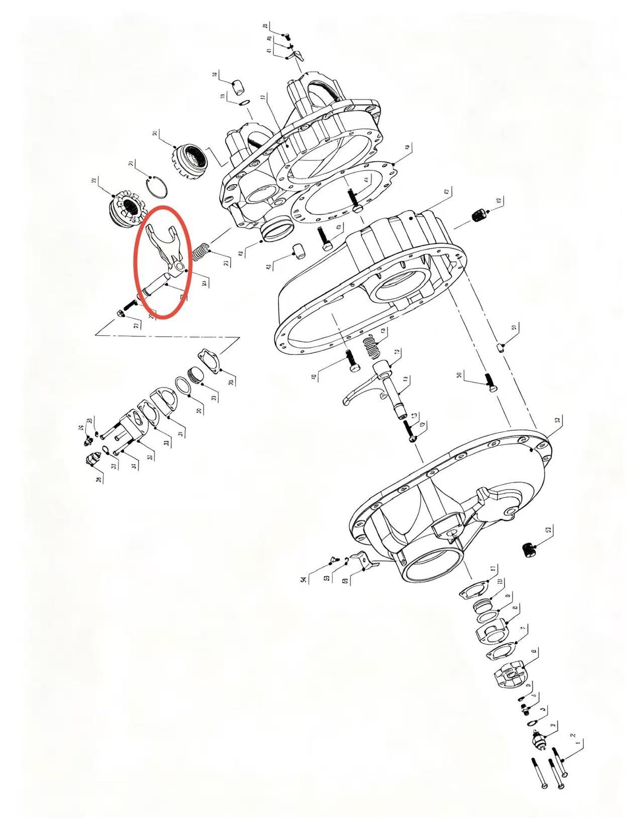 A2302111 ZOOMLION BRAND SPECIAL CHASSIS FOR TRUCK CRANE-MIDDLE AXLE MAIN REDUCER ASSEMBLY-SHIFTINGFORK