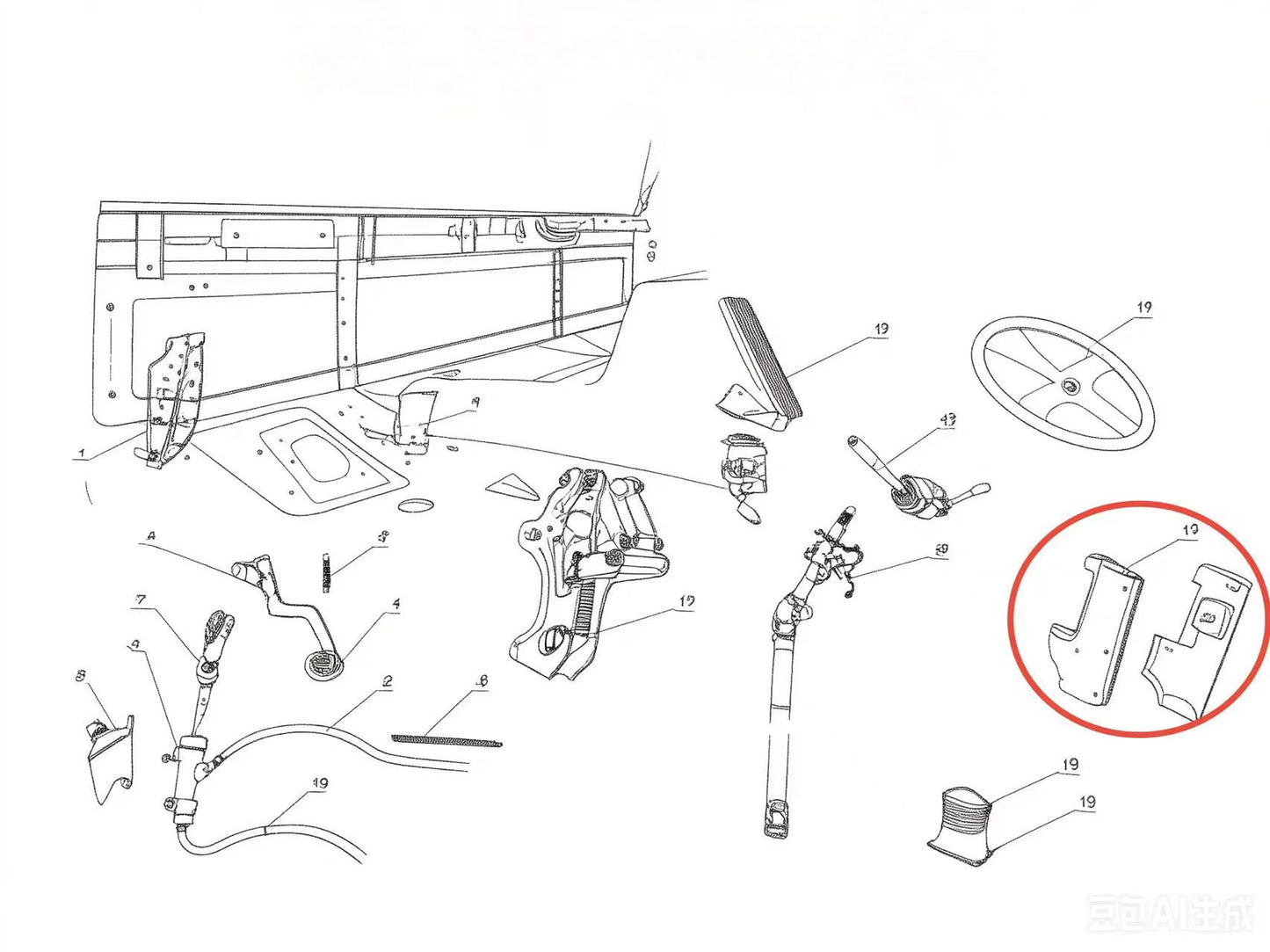 PW21/34-03051/61 ZOOMLION BRAND SPECIAL CHASSIS FOR TRUCK CRANE-PROTECTION COVER OF LEFT AND RIGHT STEERING POLE