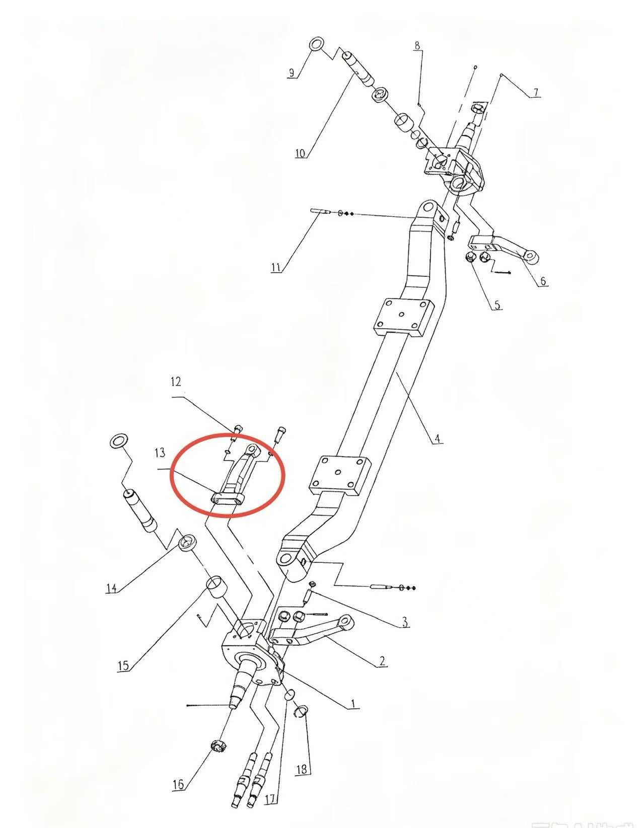 L3001044X07D1 ZOOMLION BRAND SPECIAL CHASSIS FOR TRUCK CRANE-BRAKE ASSEMBLY-STEERING DRAG LINK ARM