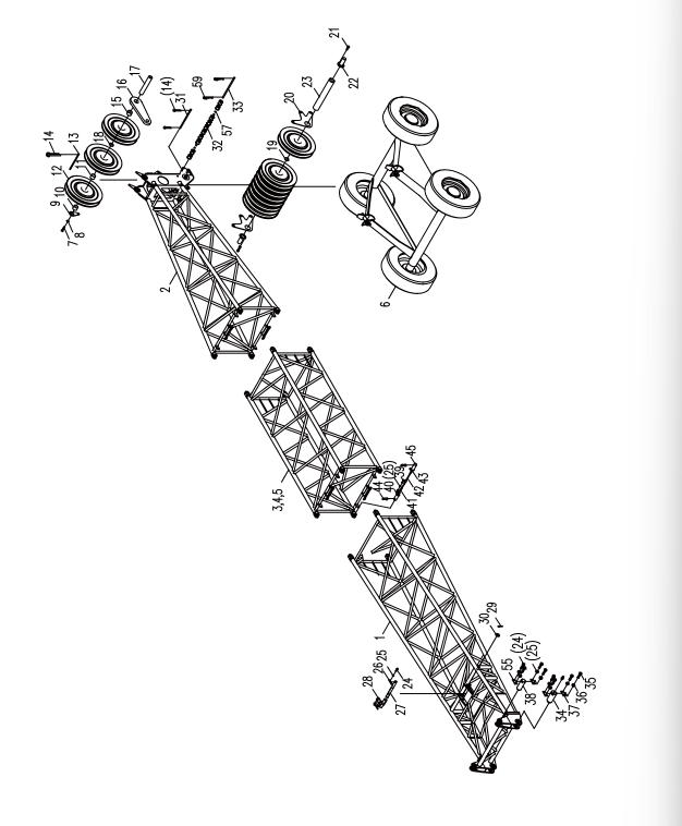 D00662006600000000Z ZOOMLION QUY500W CRAWLER CRANE -BOOM SYSTEM-TOWER BOOM ASSEMBLY