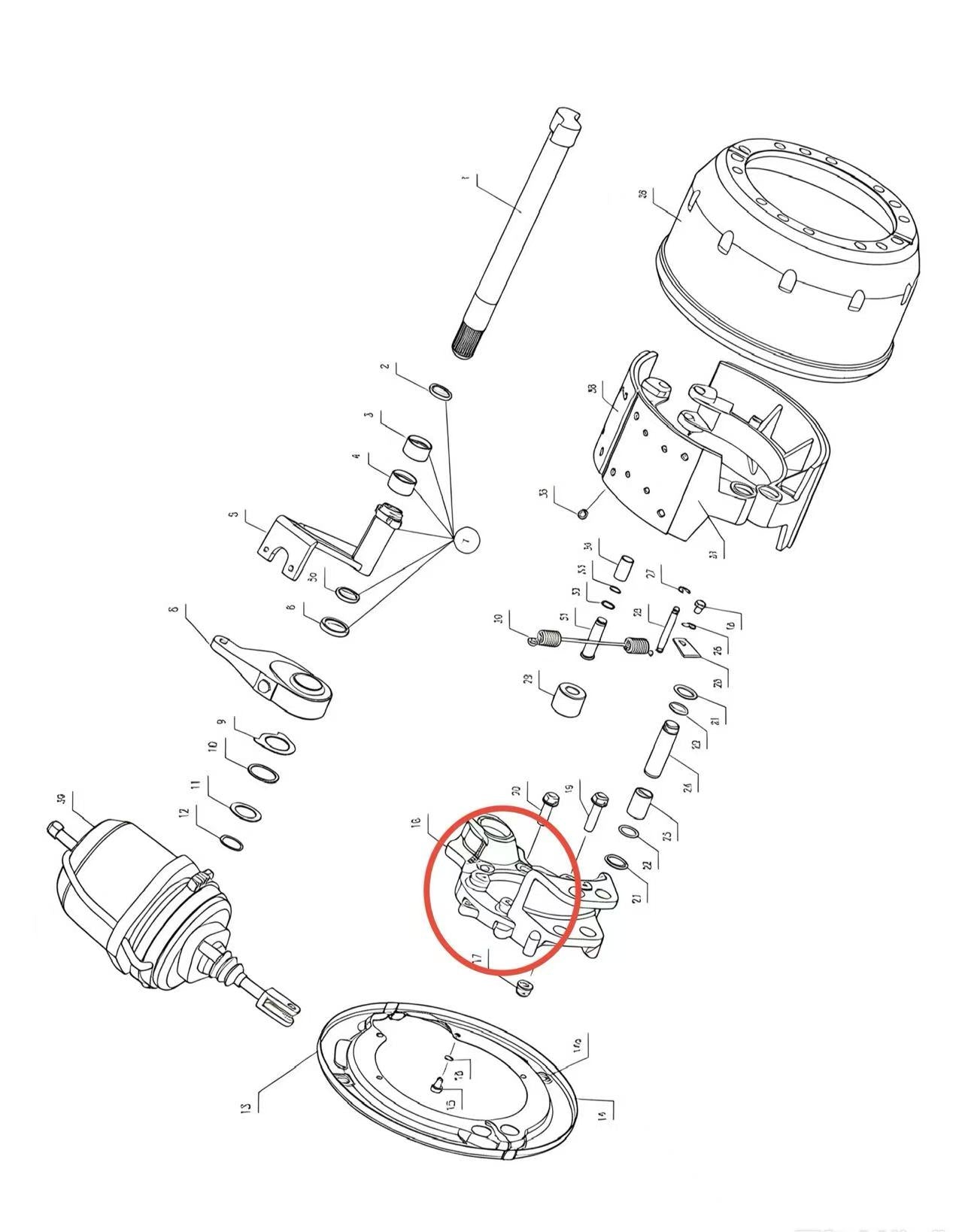 3502033Y1A ZOOMLION BRAND SPECIAL CHASSIS FOR TRUCK CRANE-BRAKE ASSEMBLY-BRAKE BRACKET