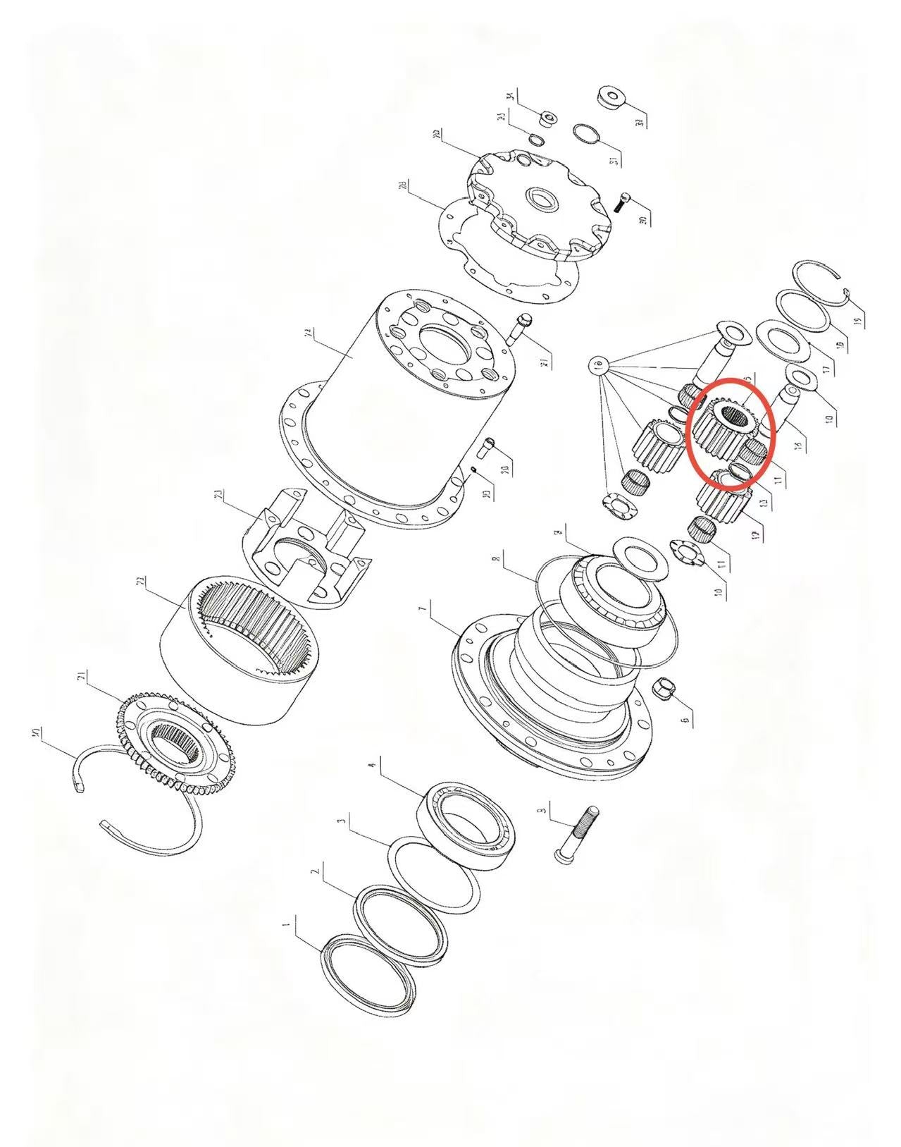A2305022 ZOOMLION BRAND SPECIAL CHASSIS FOR TRUCK CRANE-WHEEL SIDE REDUCER ASSEMBLY-SUN GEAR