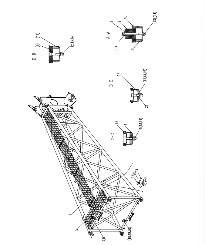 D00662006602200000Z ZOOMLION QUY500W CRAWLER CRANE -BOOM SYSTEM‑TOP SECTION OF TOWER BOOM-TOWER BOOM 6‑METRE SECTION ACCESSORIES INSTALLATION