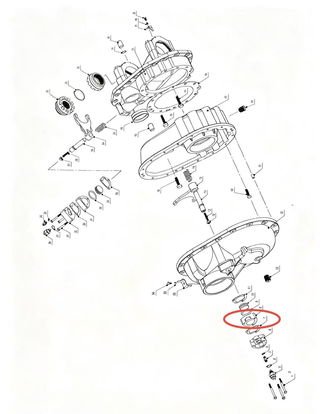 A2306021 ZOOMLION BRAND SPECIAL CHASSIS FOR TRUCK CRANE-MIDDLE AXLE MAIN REDUCER ASSEMBLY-CONTROLLING CYLINDER