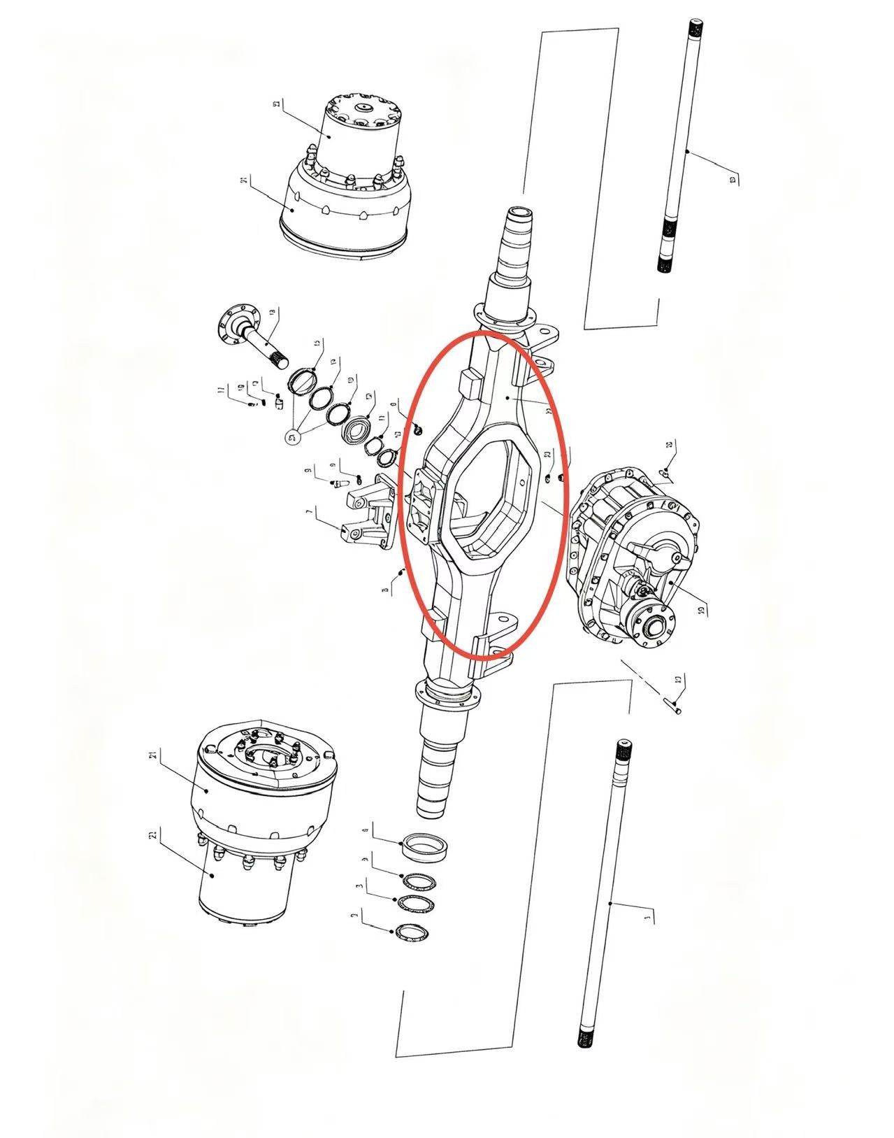 2501PY3A ZOOMLION BRAND SPECIAL CHASSIS FOR TRUCK CRANE-INTERMEDIATE AXLE ASSEMBLY‑MIDDLE AXLE ASSEMBLY
