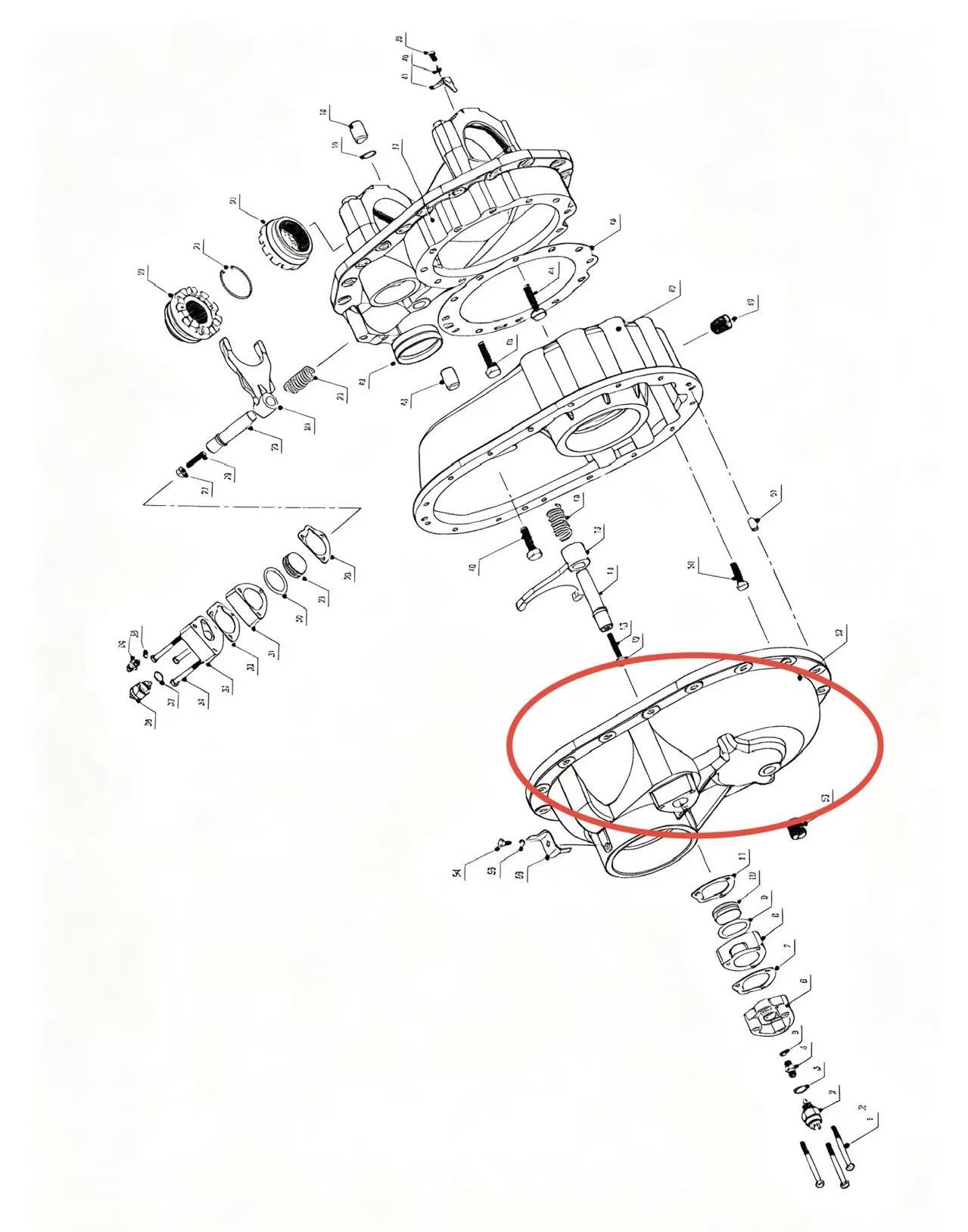 A2504081 ZOOMLION BRAND SPECIAL CHASSIS FOR TRUCK CRANE-MIDDLE AXLE MAIN REDUCER ASSEMBLY-MAIN DIAXLE DIFFERENTIAL COVER