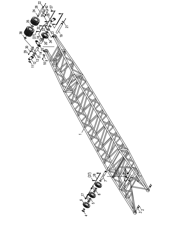 D00663607900000000Z ZOOMLION QUY500W CRAWLER CRANE -BOOM SYSTEM‑TOP SECTION OF TOWER BOOM-TOWER JIB REAR STRUT