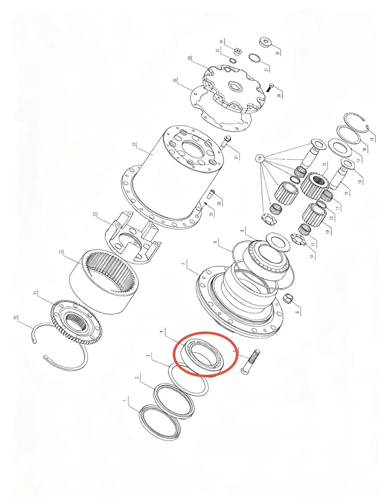 A2406100 ZOOMLION BRAND SPECIAL CHASSIS FOR TRUCK CRANE-WHEEL SIDE REDUCER ASSEMBLY-CONICAL ROLLER BEARING(INSIDE)