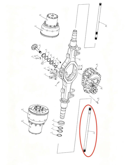 2500011PY3 ZOOMLION BRAND SPECIAL CHASSIS FOR TRUCK CRANE-INTERMEDIATE AXLE ASSEMBLY-HALF‑AXLE (L.H)