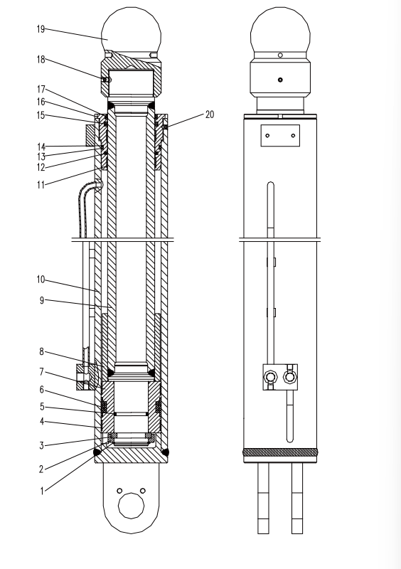 D1010200247-006400Z ZOOMLION QUY500W CRAWLER CRANE -BOOM SYSTEM-MAIN BOOM LEFT BACK‑TILT PREVENTION CYLINDER
