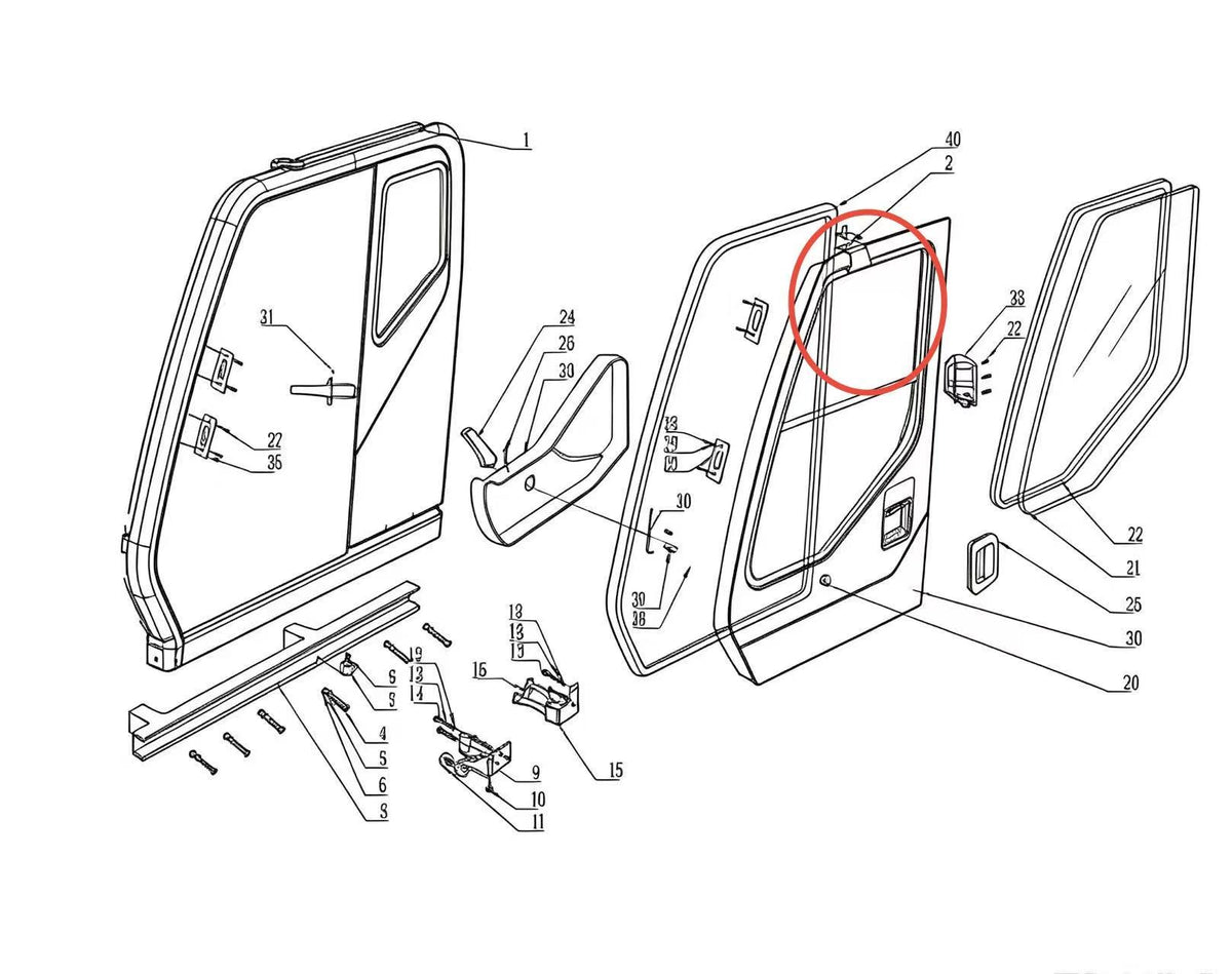 YLD7P/61-03010 ZOOMLION QUY500W CRAWLER CRANE -CONTROL SYSTEM-OPERATOR CAB-LOWER HINGE BRACKET ASSEMBLY