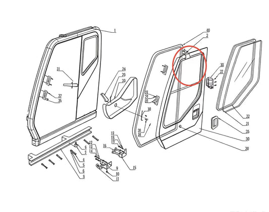 YLD7P/61-03010 ZOOMLION QUY500W CRAWLER CRANE -CONTROL SYSTEM-OPERATOR CAB-LOWER HINGE BRACKET ASSEMBLY