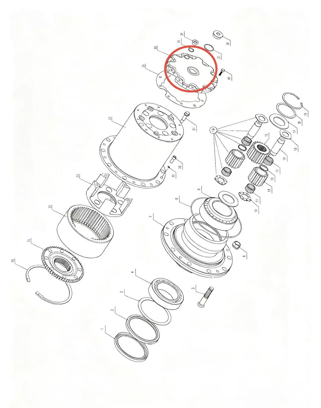 A2305021 ZOOMLION BRAND SPECIAL CHASSIS FOR TRUCK CRANE-WHEEL SIDE REDUCER ASSEMBLY-COVER