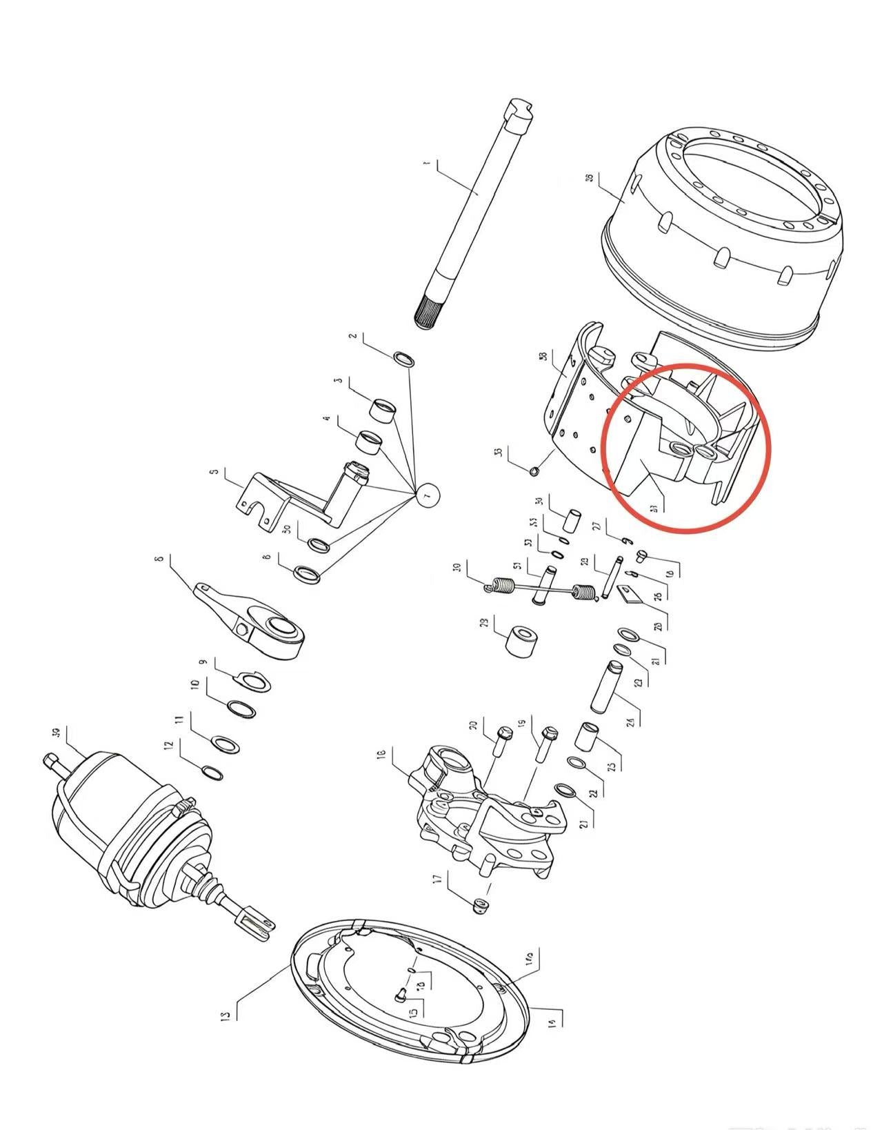 3501060A ZOOMLION BRAND SPECIAL CHASSIS FOR TRUCK CRANE-BRAKE ASSEMBLY-BRAKE SHOE