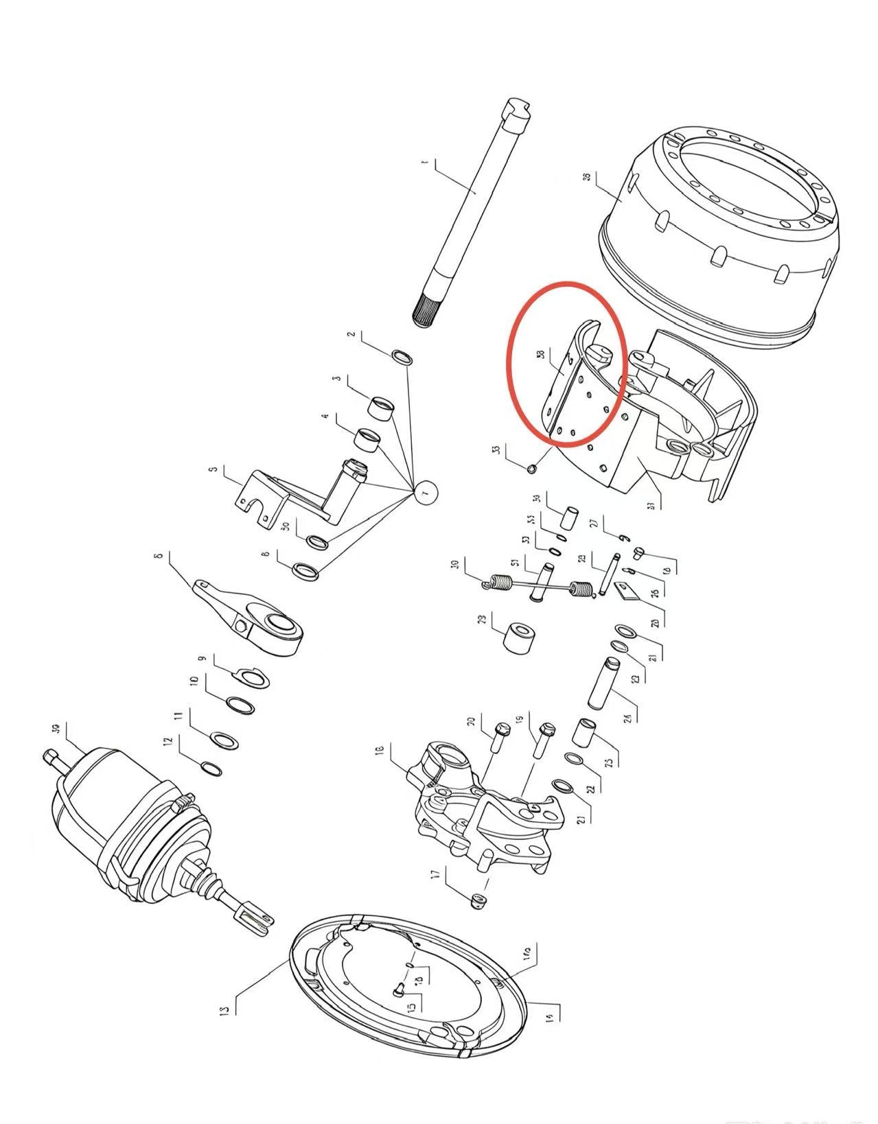3501041A ZOOMLION BRAND SPECIAL CHASSIS FOR TRUCK CRANE-BRAKE ASSEMBLY-BRAKE LINING