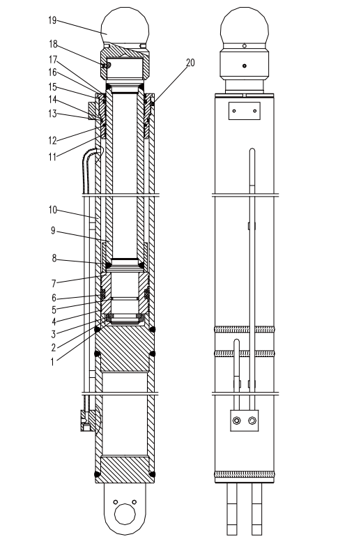 D1010200246-006400Z ZOOMLION  QUY500W  CRAWLER CRANE -BOOM SYSTEM-MAIN BOOM RIGHT BACK‑TILT PREVENTION CYLINDER