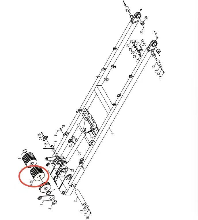 00663804100210002 ZOOMLION QUY500W CRAWLER CRANE -ROTATING PLATFORM SYSTEM-MAST ASSEMBLY-PULLEY ASSEMBLY