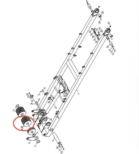 00663804100210002 ZOOMLION QUY500W CRAWLER CRANE -ROTATING PLATFORM SYSTEM-MAST ASSEMBLY-PULLEY ASSEMBLY