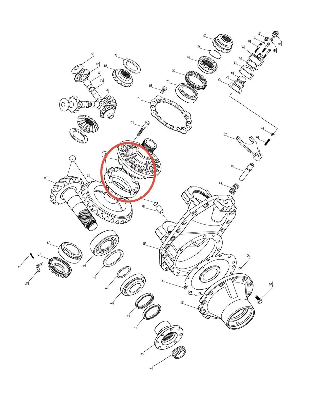 A2302084 A2302095  ZOOMLION BRAND SPECIAL CHASSIS FOR TRUCK CRANE-DIFFERENTIAL HOUSING ASSEMBLY