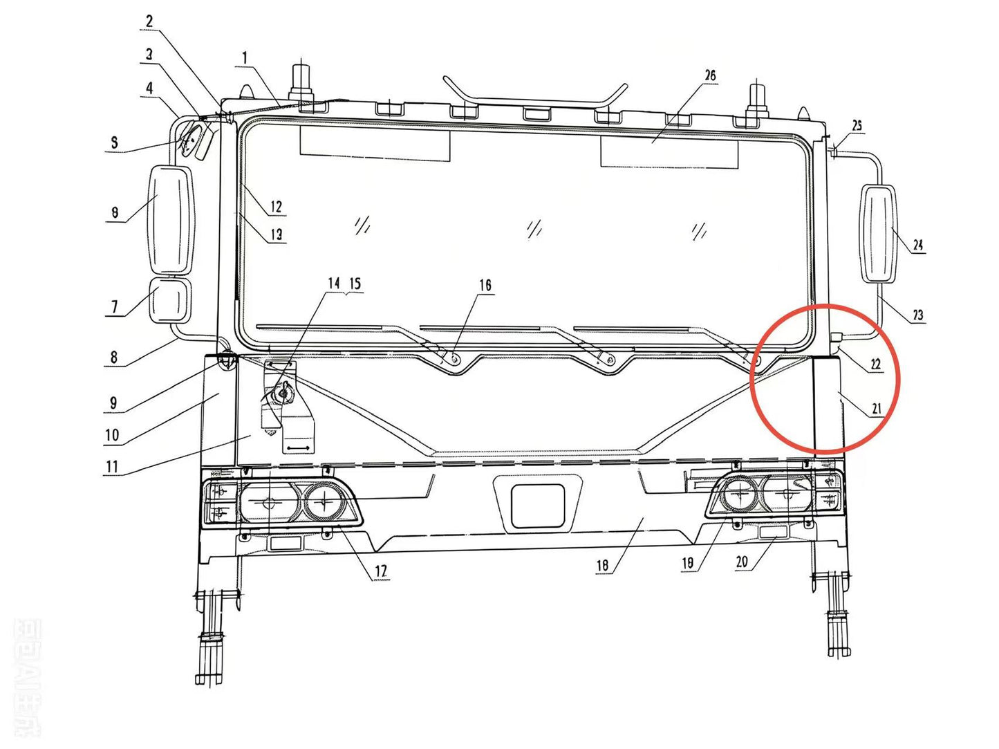 RDGDX LOWER BRACKET OF LEFT REARVIEW MIRROR