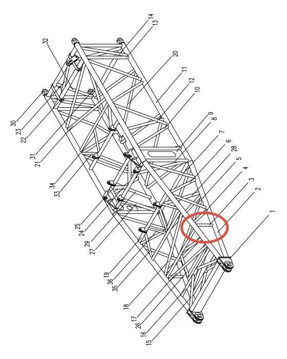 00662000100201030 ZOOMLION 500 TON CRAWLER CRANE | QUY500W WIND POWER CRAWLER CRANE-BASE BOOM SECTION-STRAIGHT BAR