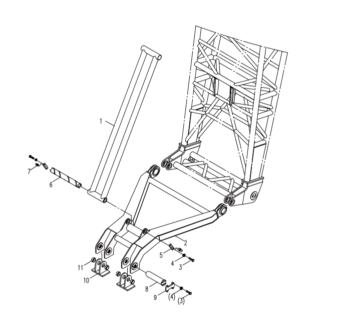 D00662003100600000Z ZOOMLION  QUY500W CRAWLER CRANE -BOOM SYSTEM-TOWER ARM ANTI-TILT BAR SUPPORT MECHANISM