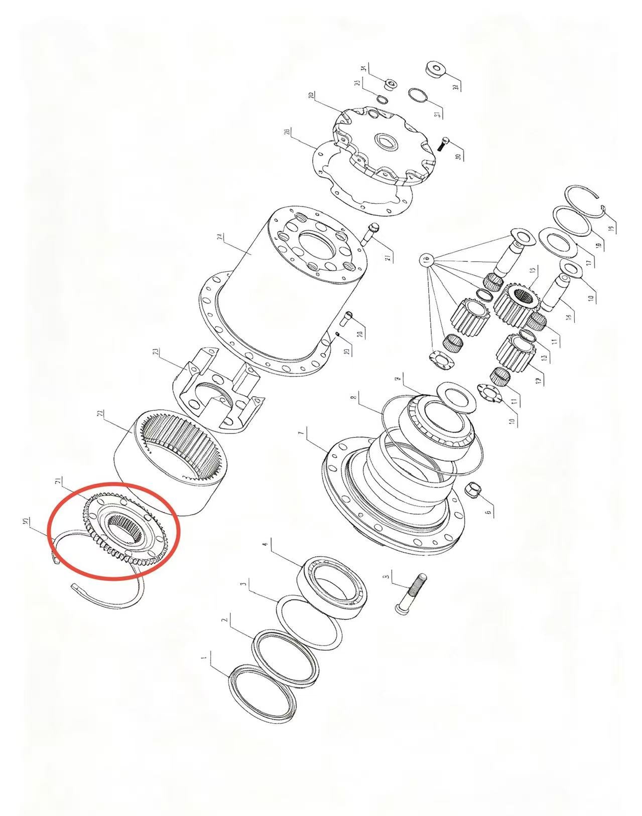 A2305042 ZOOMLION BRAND SPECIAL CHASSIS FOR TRUCK CRANE-WHEEL SIDE REDUCER ASSEMBLY-GEAR RING TRAY