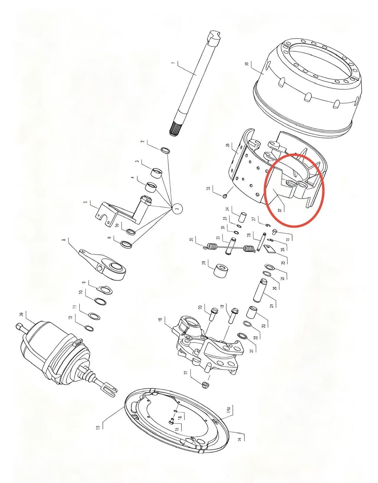 3501060A ZOOMLION BRAND SPECIAL CHASSIS FOR TRUCK CRANE-BRAKE ASSEMBLY-BRAKE SHOE