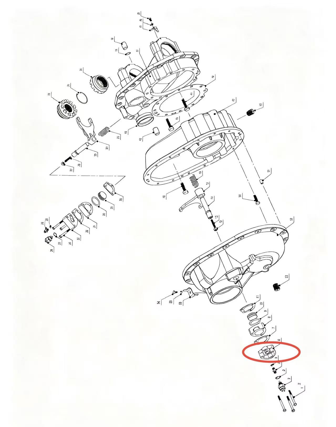 A2504087 ZOOMLION BRAND SPECIAL CHASSIS FOR TRUCK CRANE-MIDDLE AXLE MAIN REDUCER ASSEMBLY-COVER