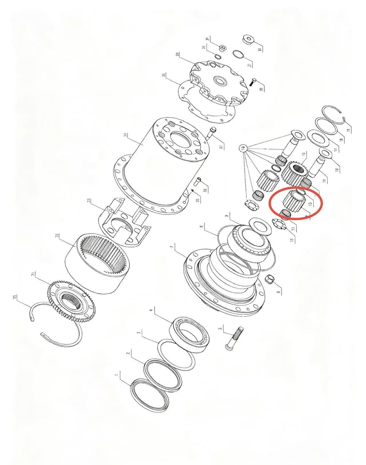 A2305013 ZOOMLION BRAND SPECIAL CHASSIS FOR TRUCK CRANE-WHEEL SIDE REDUCER ASSEMBLY-PLANETARY GEAR