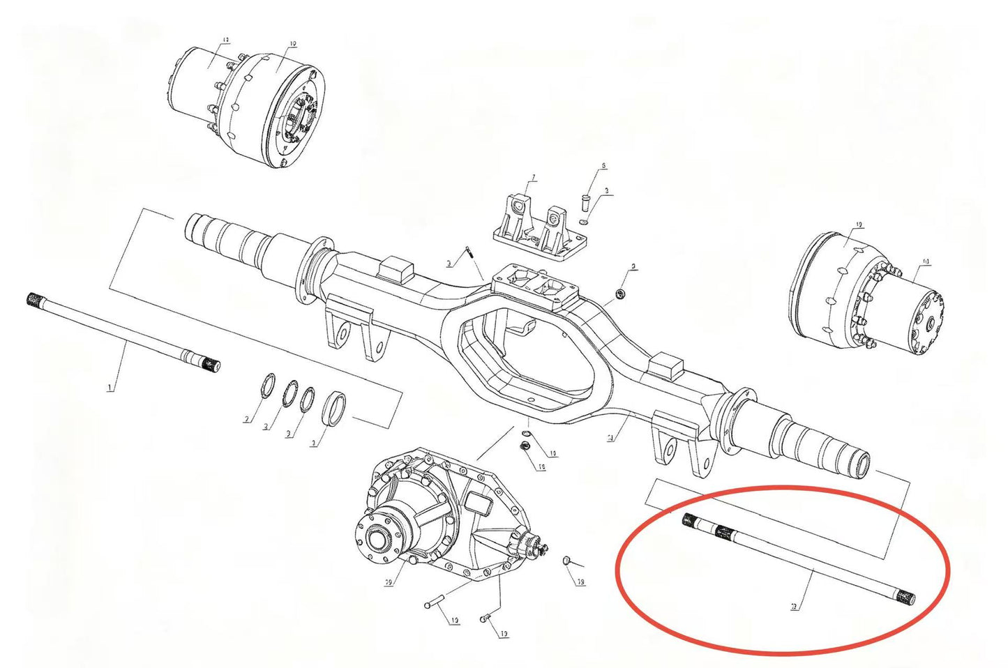 2400011PY3 ZOOMLION BRAND SPECIAL CHASSIS FOR TRUCK CRANE-HALF‑AXLE (R.H)