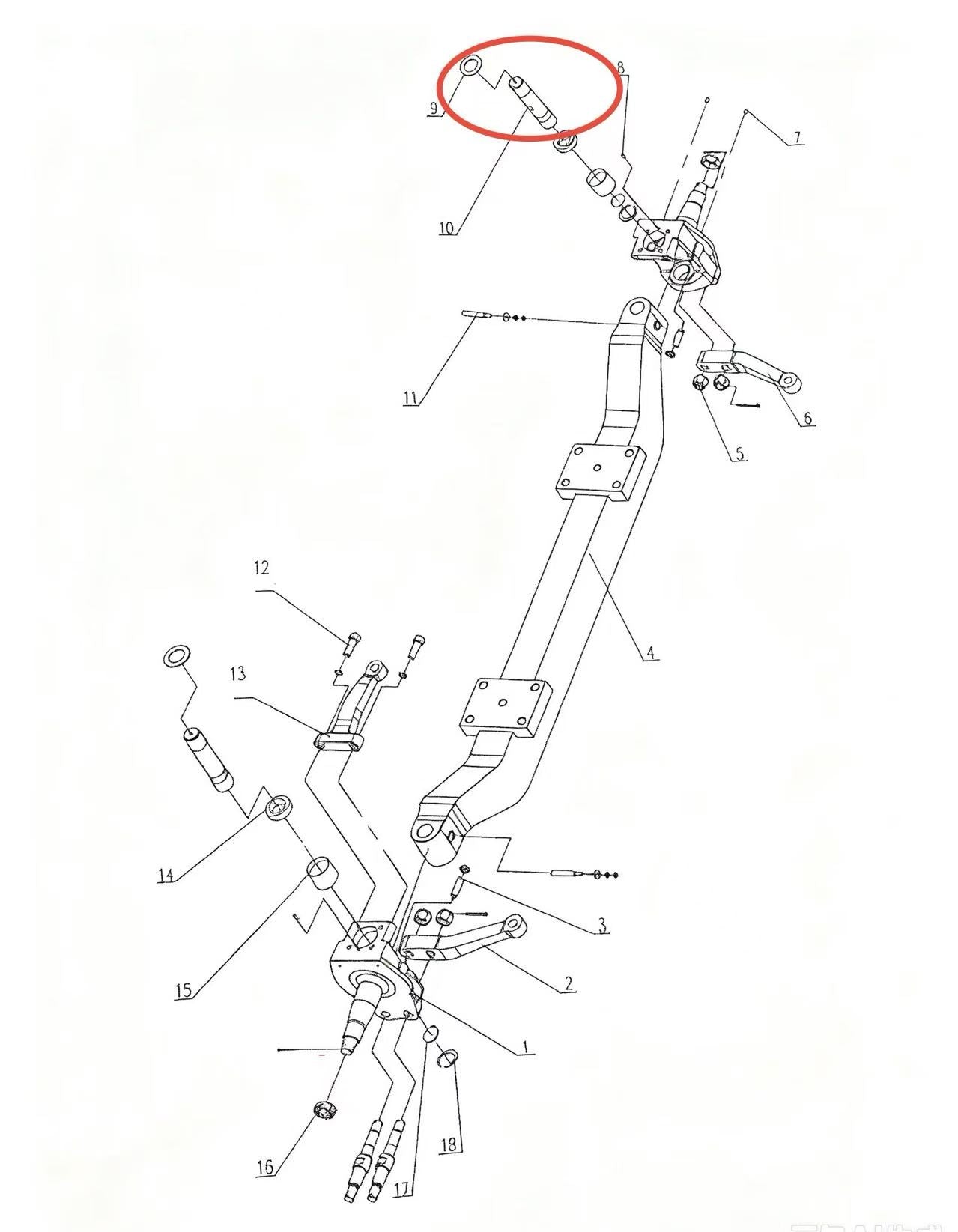 L3001021X07D ZOOMLION BRAND SPECIAL CHASSIS FOR TRUCK CRANE-BRAKE ASSEMBLY-MAIN PIN OF STEERING KNUCKLE
