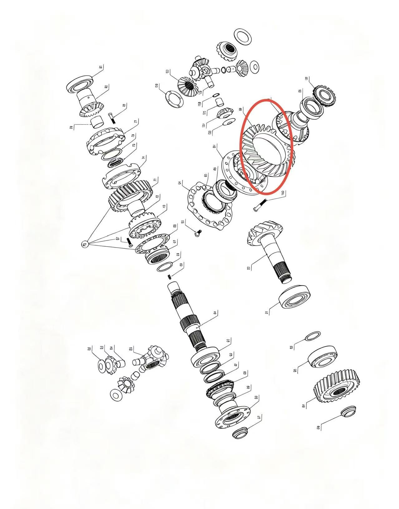 A2504101XB ZOOMLION BRAND SPECIAL CHASSIS FOR TRUCK CRANE-MIDDLE AXLE MAIN REDUCER ASSEMBLY-MAIN DRIVE DRIVEN GEAR