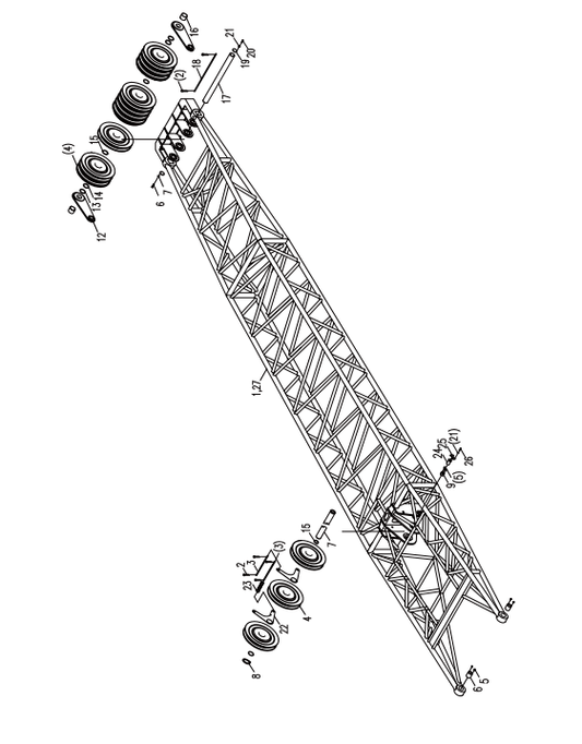 D00663608000000000Z ZOOMLION  QUY500W CRAWLER CRANE -BOOM SYSTEM-TOWER FLY JIB FRONT STRUT