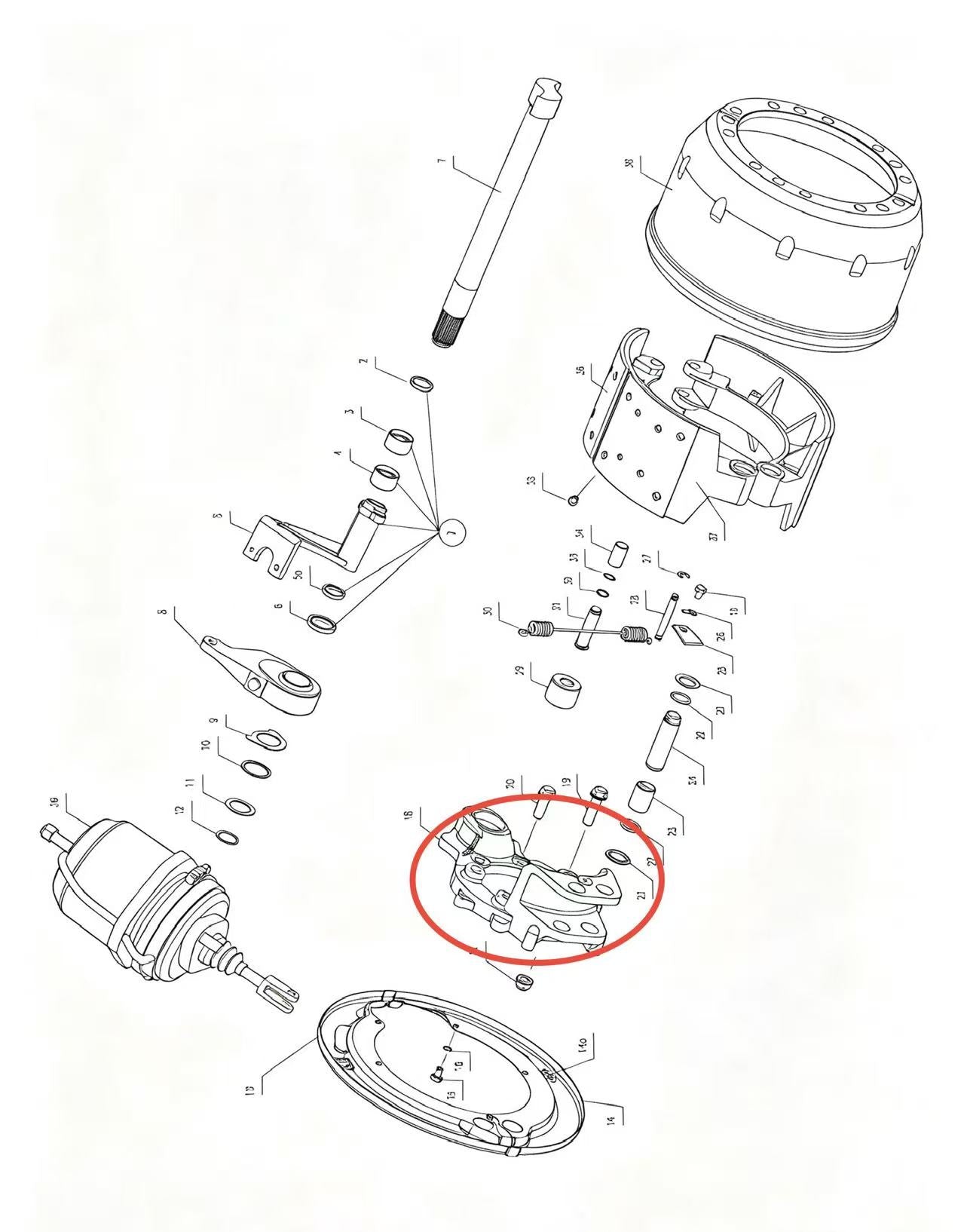 3502033Y1A ZOOMLION BRAND SPECIAL CHASSIS FOR TRUCK CRANE-BRAKE ASSEMBLY-BRAKE BRACKET（副本）